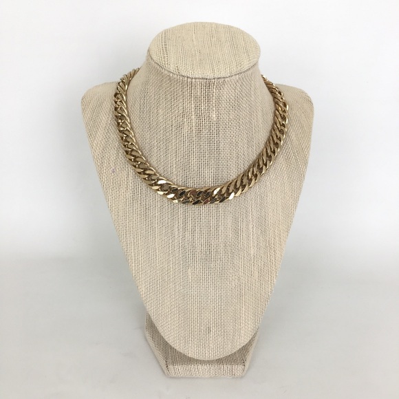 Chunky Gold Tone Chain Link Statement Choker Y2K Necklace Thick - Picture 2 of 12